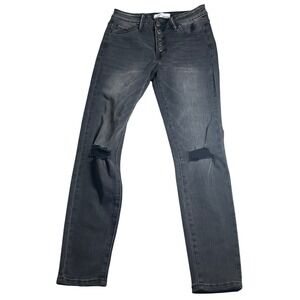 VERVET LOS ANGELES‎ Distressed Gray Button Fly Skinny Jeans Women  28